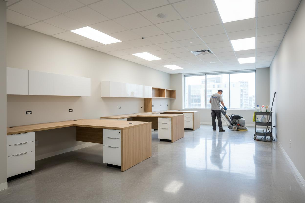 Professional cleaning after office construction renovation